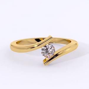 Разомкнутое золотое кольцо с 1 бриллиантом