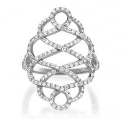 Ажурное кольцо с витой дорожкой бриллиантов