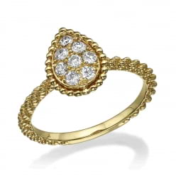 Кольцо из желтого золота с бриллиантовой каплей