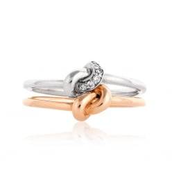 Двойное кольцо из комбинированного золота с бриллианатми