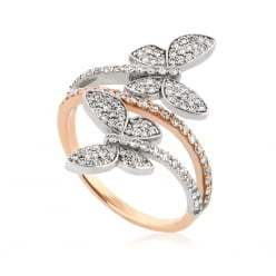 Кольцо с двумя бабочками из мелких бриллиантов