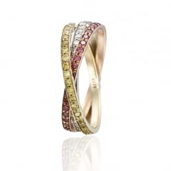 Тройное кольцо из комбинированного золота с бриллиантами