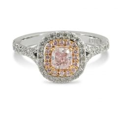 Платиновое кольцо с натуральными розовыми фенси