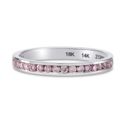 Обручальное кольцо с дорожкой розовых бриллиантов по кругу