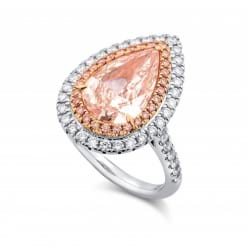 Кольцо с крупным розовым бриллиантом грушевидной огранки
