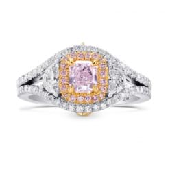 Шикарное платиновое кольцо с розовым фенси