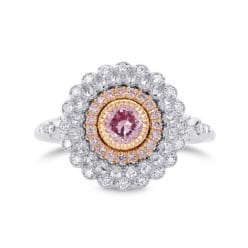 Золотое кольцо с двумя ободками и розовым фенси