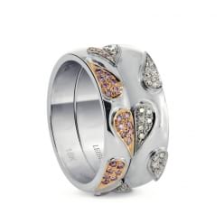 Широкое кольцо, усыпанное мелкими розовыми бриллиантами