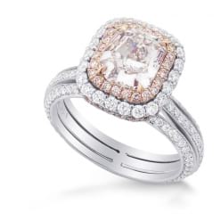 Золотое кольцо с розовым фенси Кушон