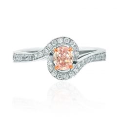 Оригинальное кольцо с розовым бриллиантом