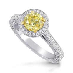 Кольцо с зеленовато-желтым бриллиантом