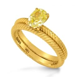 Двойное кольцо с овальным желтым бриллиантом
