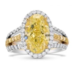 Шикарный перстень из платины и желтого золото с овальным лимонным фенси
