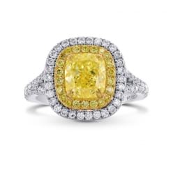 Платиновое кольцо с крупным желтым бриллиантом Кушон