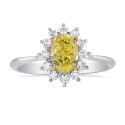 Кольцо с желтым бриллиантом Овал оригинальном ободке