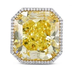 Платиновое кольцо с крупным желтым фенси Радиант