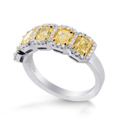 Кольцо с пятью желтыми бриллиантами