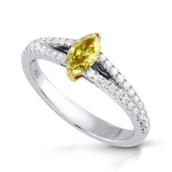 Кольцо с зеленовато-желтым бриллиантом Маркиза