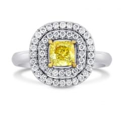 Желтый бриллиант в кольце с двойным ободком