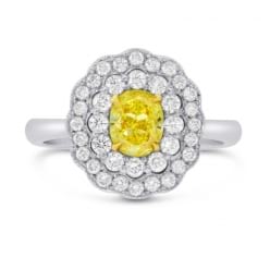 Кольцо с желтым бриллиантом в двойном ободке