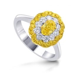 Роскошное кольцо с желтым центральным камнем