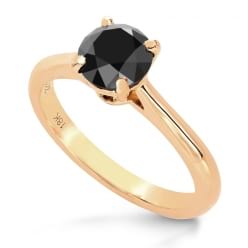 Классическое кольцо в розовом золоте с черным бриллиантом