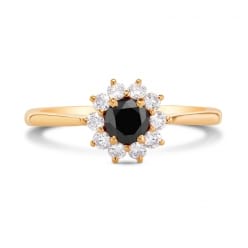 Розовое золото с черным бриллиантом - кольцо