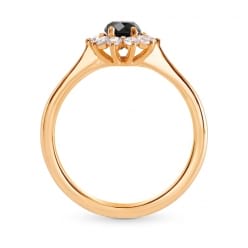 Кольцо в розовом золоте с черным бриллиантом