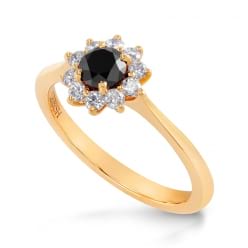 Розовое золото с черным бриллиантом - кольцо