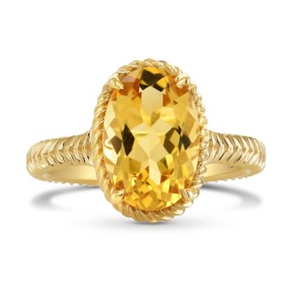 Золотое кольцо с овальным цитрином 2.85 карата