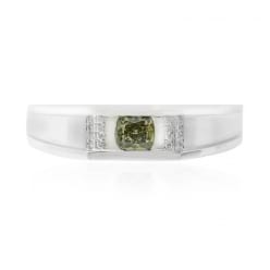 Мужское кольцо интенсивно-с зеленым бриллиантом 