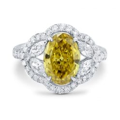 Кольцо с желтовато-зеленым бриллиантом Овал