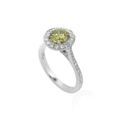 Кольцо с круглым зеленым бриллиантом