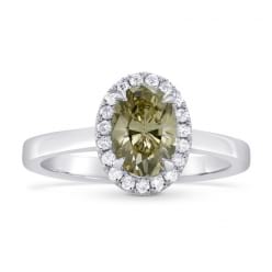 Кольцо с овальным зеленым бриллиантом
