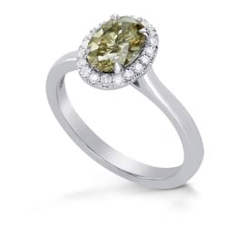 Кольцо с зеленым бриллиантом Овал
