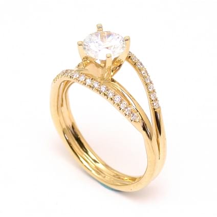 Оправа кольца с бриллиантом из розового золота
