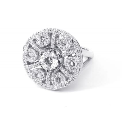 Оправа бриллиантовое кольцо с центральным камнем 1 карат