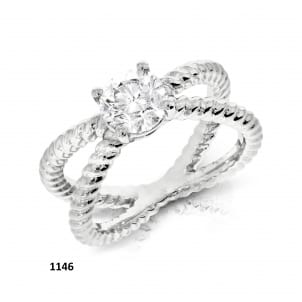 Оригинальное классическое кольцо с 1 бриллиантом