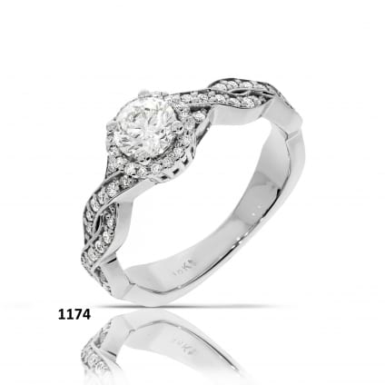 Помолвочное кольцо с бриллиантом Круг от 1 карата 