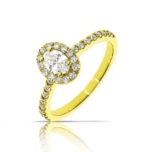 Кольцо из желтого золота с овальным бриллиантом