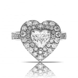 Кольцо с бриллиантом сердце в двойном ободке