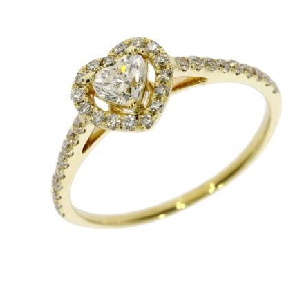 Кольцо из желтого золота с бриллиантом Сердце