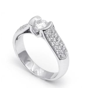 Оправа кольцо с бриллиантом в белом золоте