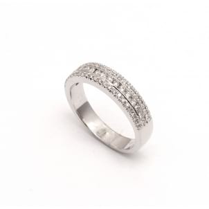 Венчальное кольцо из белого золота с бриллиантами